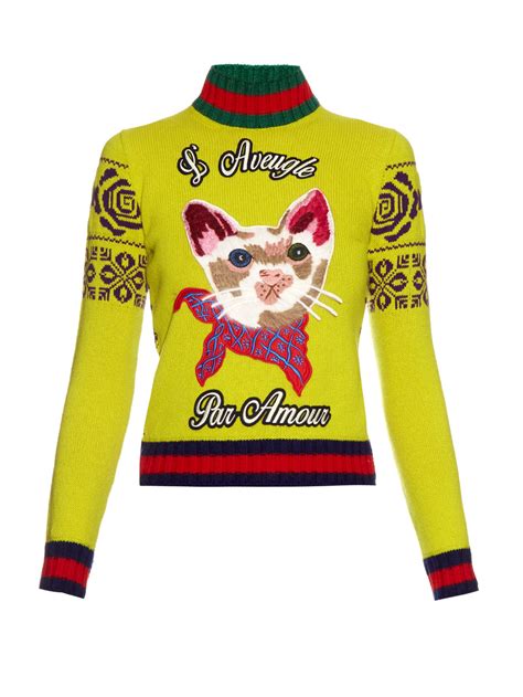 gucci cat sweater fake|gucci feline necklace.